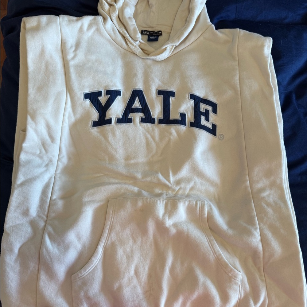 Zara Cream Hoodie with Navy Accents
